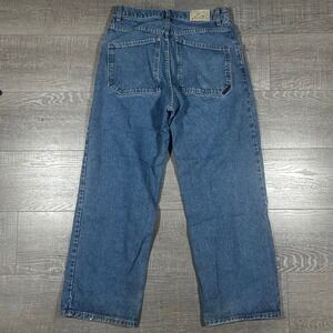 Hurley Mens Vintage 90s Skater Jeans 32 Relaxed Wide Leg Button Fly Blue Denim